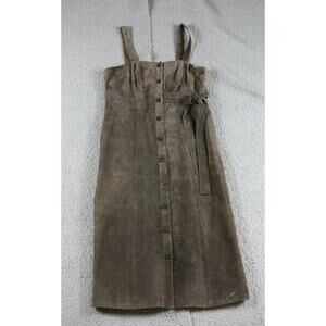 Worth Dress Suede Womens 2 Brown Suede Classic Button Front Overall